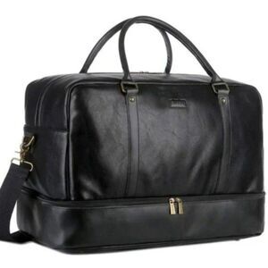 NEW PU Leather Large Duffel Bag Black
